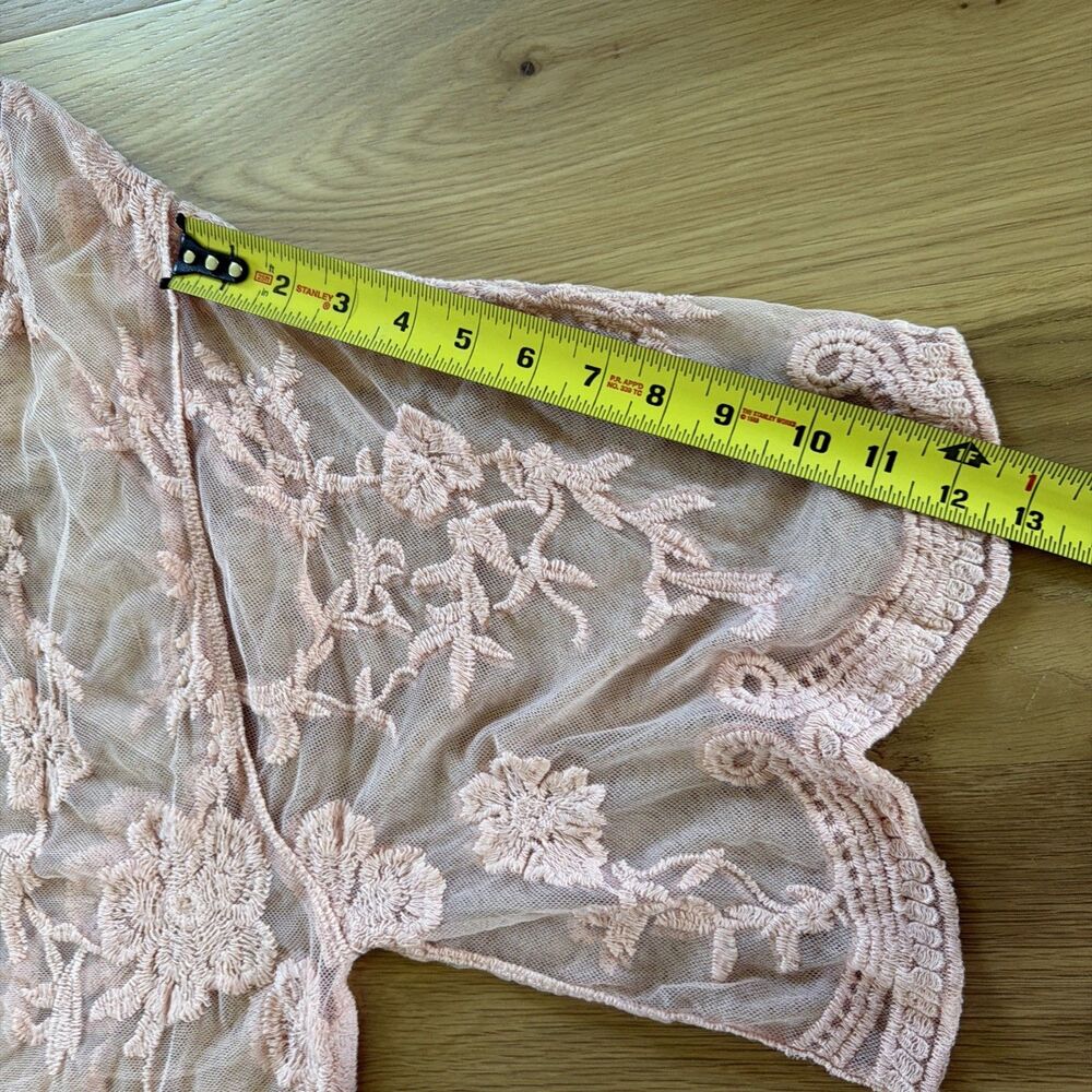 NWT Anna-Kaci Lace Sheer Kimono Cardigan Embroidered Floral Duster Boho Coquette - Picture 13 of 13